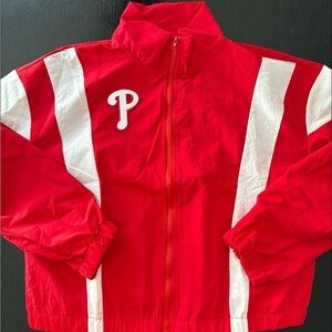 Red and White Zip-Up Jacket Phillies “P”
